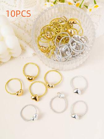 10pcs Girls Soft Metallic Gold & Silver Hair Scrunchies, Hair Ties, Ponytail Holders, Hair Accessories, Cute Small Items ,Hair Elastics ,Hair Rubber Bands ,Hair Rope ,Elastic Hair Tie