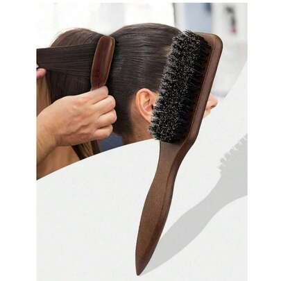 男女通用猪鬃毛发胡须刷 - 无香型专业理发造型刷，适用于浓密/稀疏发质，可清洁渐变发型和电推剪，打造顺滑发型，返校季、旅行度假必备