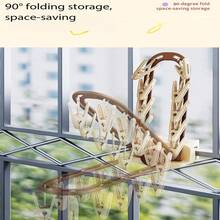 1pc Balcony Windproof Drying Rack, Foldable Clothesline Rack For Home Use, No Drilling Required - Efficient Drying Rack, Ideal For Bedroom, Bathroom And Dorm Decoration, Holiday Decor / Multi-Clip Clothesline Rack, Drying Rack, Multi-Function Plastic Clothes Clips - Multicolor - View 10