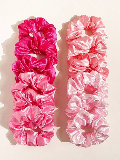 8pcs Party Favor Hair Scrunchies, Wedding Bride Pink & Red Series 8 Colors Scrunchie Set, Bachelorette Party Favors, Bridal Wedding Memento, Party Bride Gifts, Holiday Gifts For Friends & Family, Hair Accessories