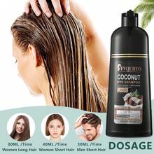 FVQUHVO Hair Dye Shampoo 3 In 1 Coconut Oil For Gray Coverage, Semi-Permanent Color Shampoo For Women Men, Coconut Brown Hair Color Shampoo For Grey Hair, Instant Long-Lasting Hair Coloring, 500ML- Chestnut Brown - Chestnut Brown - View 8