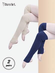 DonsGirl 2双Y2K罗纹针织腿套 - 可爱秋季舞蹈袜，适合芭蕾/瑜伽/健身 - 彩色 - 查看 7