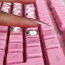 32片/16片装水晶透明键盘贴纸,专为女性设计,键盘贴纸,打字贴纸,3D美甲配件,特殊透明装饰,不伤指甲,透明DIY键帽,自粘式,女士办公键帽,耐损伤,长指甲打字工具,美甲打字贴纸,透明硅胶键帽,3D贴纸 - 透明白 - 查看 6