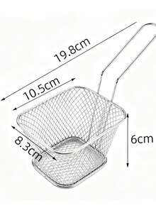 Mini Square Fry Baskets (1/3/5 Pieces Pack), Food Fry Baskets, French Fry Baskets, Food Serving Baskets. Ideal For Frying Chicken And French Fries In Kitchens, Cafes And Restaurants.,New Years Eve Party,Holiday - Silver - View 11