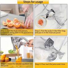 1pc Heavy-Duty Manual Juicer – Stainless Steel Hand Press Fruit Squeezer, Quick Juicing Design For Oranges Lemons Pomegranates, Compact & Easy To Clean, Ideal For Home Kitchen Travel Party - Bạc - Xem 5