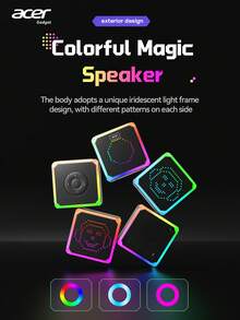 Acer OSK254 Portable Mini Wireless Bluetooth Speaker, 1200mAh Large Capacity Battery For 6-Hour Playback, Stereo Sound Quality, Supports TF Card And FM Radio, Powerful Bass, Ambient Mood Light, Suitable For Outdoor Camping, Parties And More, High-Quality Wireless Speaker - one-size - View 5