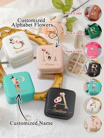 Personalized Handwritten Name Heart-Shaped Jewelry Box - Customized Beige Travel Jewelry Storage Box, Zipper Closure, Fabric Lining, Perfect Bridesmaid Invitation Gift Or Couple's Memento, Elegant Design | Soft Lining, Wedding Gift, Jewelry Box