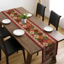 MEMNUN 1/3/5/7pcs Bohemian Paisley Floral Geometric Kilim Moroccan Print Tablerunner Set, 100% Polyester Linen-Like Tablecloth, Red Kilim Home Art Decor Tablerunner, Suitable For Kitchen, Dining Table, Home Party Decoration, Gift - Multicolor - View 6