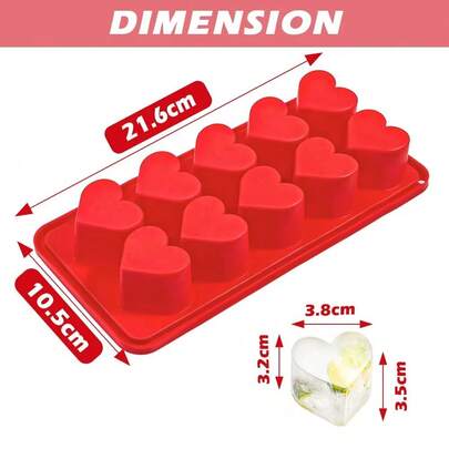 1 Khay đá silicon hình trái tim - Khay đá hình trái tim 10 lỗ, thích hợp đựng sô cô la, bánh pudding, thạch và kẹo | Khuôn thủ công mềm dẻo dùng cho tủ đông, Phụ kiện nhà bếp, Khay đá tủ đông, Dễ tháo khuôn, Có thể tái sử dụng