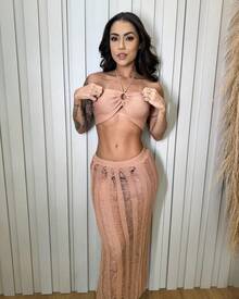 Women Two-Piece Outfits - Beige - View 5