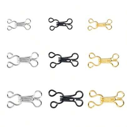 120Pcs Black Silver And Gold Hook And Eye Sewing 3 Sizes Hook And Eye For Closures Bra Hooks Replacement