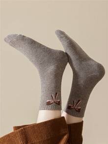 5 Pairs Girls Thick Warm Butterfly Print Mid-Calf Socks, Autumn/Winter - Multicolor - View 4