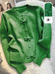 JIANHU Spring Butterfly Knit Cardigan, Short Design, Suitable For Petite Figure, Elegant Versatile, Create Fashionable Look - Green - View 4