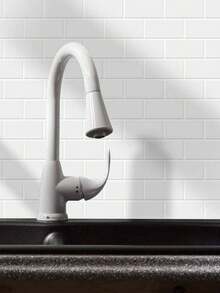 3D亮面白色地铁砖纹理自粘式厨房防溅墙纸 - 彩色 - 查看 6