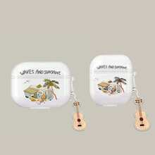 Funda protectora de verano informal impresa compatible con el estuche de los auriculares inalámbricos de Apple, resistente a los arañazos y a los golpes - transparente - Ver 2