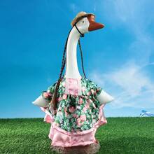 Summer Porch Goose Outfit Cute Tulip Print Dress With Wig Hat For Lawn Goose Statue, Patio - Multicolor - View 1