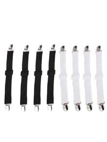 1/8pcs Adjustable Elastic Bed Sheet Clips - Durable Nylon Straps, Ensure Snug Fit - For Sofa Cushions, Mattress Covers And Bed Sheets - Black, White, Pink, Blue - Easy Organization For Bedroom And Living Room, Bedroom Accessories
