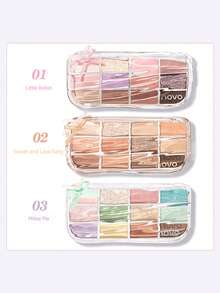 NOVO Long-Lasting Matte & Shimmer Eyeshadow Palette, Vibrant Multicolor Eyeshadows For Daily, Party, Stage Makeup, Suitable For New Year, Christmas, Y2K Looks - 02# Sweet and Less Salt - View 5