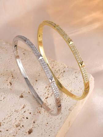 rakol X-Shaped Fashion Cubic Zirconia Decorated Women Bracelet