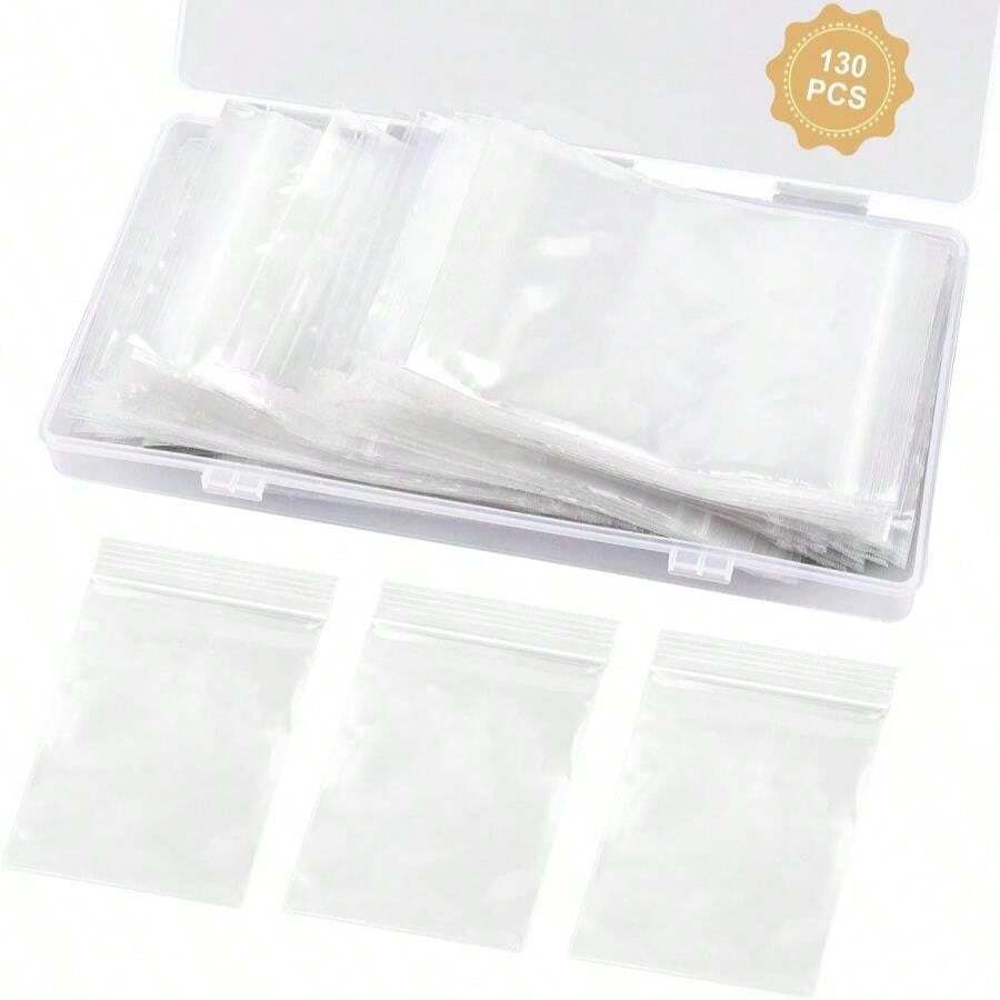 WEGOUP 120 PCS Small Plastic Bags For Jewelry, 2" X 276" Resealable Clear Poly Baggies, 24 Mil Mini Zip Bags For Small Business, Storage, Gifts, Candy, Screws - ColorC - 查看 1