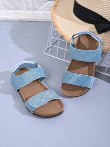 1双女童露趾凉鞋，软底，时尚，韩版，公主风，学生款，百搭，夏季款 - 淺藍色 - 查看 1