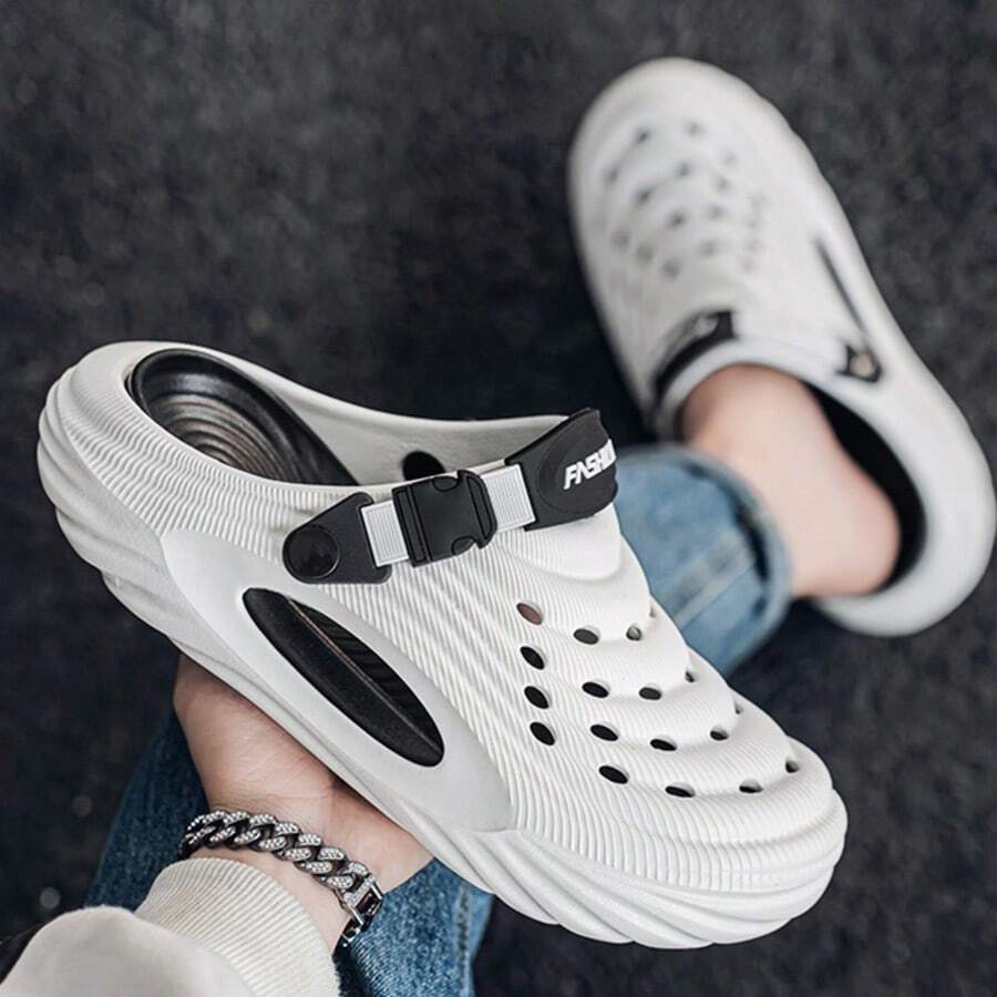 Men's Fashion Breathable Hollow Sandals, Thick Sole Non-Slip, Comfortable Lightweight Upper, Suitable For Indoor And Outdoor Wear - White - View 1