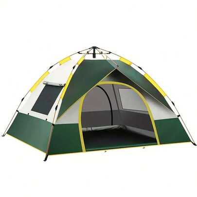 4-Person Family Camping Tent - Auto-Setup 2 Doors 2 Windows, Quick & Ventilated For Hiking
