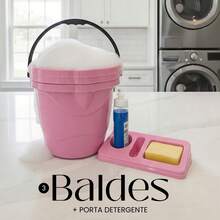 7.5 Liter Cleaning Bucket Set + Dish Soap Dispenser Sink Organizer For Home Use - 3 Buckets + 1 Pink Detergent Dispenser BB - View 5
