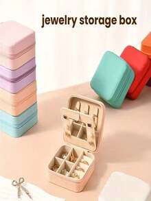 1 pieza Organizador de equipaje, Organizador de almacenamiento de viaje portátil mini, Bolsa con cremallera con espejo, Caja de joyas para anillos, aretes y collares, Regalo ideal para niñas, Regalo del Día de San Valentín - Multicolor - Ver 10