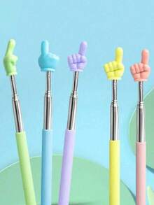 1支/5支装不锈钢伸缩阅读指示棒，阅读教学辅助工具，指示棒，适用于教师和家长，办公、学校、绘画、标记、文具和教学辅助用品、学习用品、家庭辅导用品（颜色随机）（款式随机）