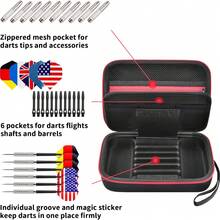 ALKOO Dart Case Holder Bag For 6 Pcs Steel And Soft Tip Darts Set, Storage Organizer Holds 6 Darts And Tips, Shafts And Flights And Extra Accessories (Box Only) - Black - View 3