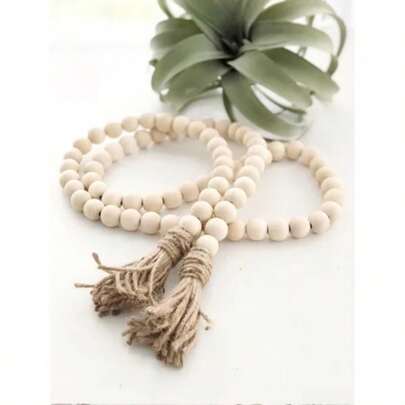 Talão De Madeira Natural Guirlanda Com Juta Rústico Pendurado Borlas Corda Artesanal De Fazenda De Parede Ornamento DIY