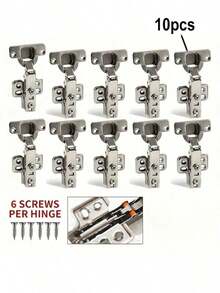 Pack Of 10/20 Cabinet Hinges, Furniture Hinges, Cabinet Door Hinges, Kitchen Cabinet Hinges With Screws, Suitable For Bathroom, Bedroom, Dining Room, Silver Color - Silver - View 10