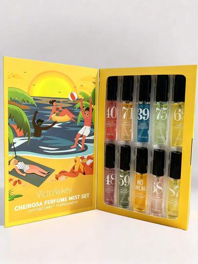 10pcs Brazilian Series Spray Gift Box, With 10 Styles In Total, Limited Edition Aromatherapy Indoor And Outdoor Air Fresheners Multi-Layer To Enhance The State Of Happiness Spray And Long-Lasting Natural Freshness Charming Necessities, Release The Elegant Rio De Janeiro Vanilla, Coconut, Floral, Fruit, Citrus, Wood, Aquatic, Ocean Scents Date, Party,