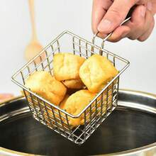 Mini Square Fry Baskets (1/3/5 Pieces Pack), Food Fry Baskets, French Fry Baskets, Food Serving Baskets. Ideal For Frying Chicken And French Fries In Kitchens, Cafes And Restaurants.,New Years Eve Party,Holiday - Silver - View 6
