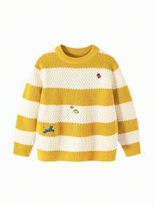 mini bala Weicher gestrickter Pullover für Kleine Jungen, warm und hautfreundlich, neuer Winterpullover für das neue Jahr - gelblicher Weißton - Übersicht 4