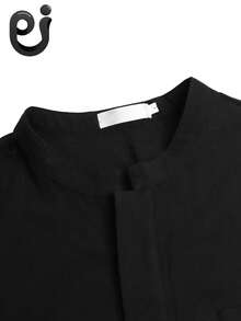 Men's Casual Long Robe, Middle Eastern Clothing, Long Sleeve Kaftan - Black - View 5