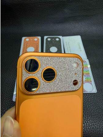 Colorful Series Silver Hollow Glitter PET Lens Base Compatible With Apple 17 Pro/17 Pro Max