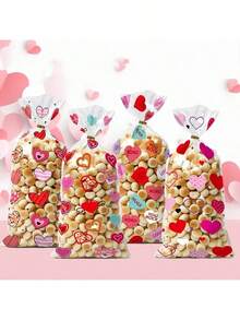 50pcs Valentine's Day Gift Bags Self-Adhesive Holiday Decoration Bags, Durable Glossy Finish Suitable For Valentine's Day, Wedding, Party Gifts And Gift Packaging, Holiday Gift Wrapping - Multicolor - View 4