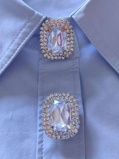 1pc/2pcs Elegant Crystal Diamond Geometric Button Cover, Button Caps, Shirt Button Covers, Clip-On Button Covers, Fashionable Crystal Cufflink Set, Suitable For Tuxedo And Wedding Dress Decoration