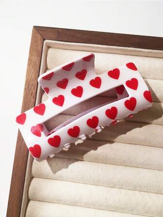 心形亚克力发爪夹，结实耐用，适合作为情人节礼物送给女性和女孩，时尚发夹，优雅发饰，休闲发卡，女士发爪夹