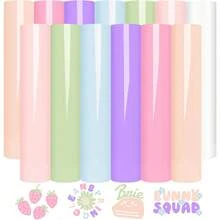 12+1 Pack Pastel Heat Transfer Vinyl - 12 X 10 Inches, Includes 6 Bohemian Color Craft Vinyl Glossy Pastel Sheets, Iron-On Vinyl Craft Cutter For DIY Projects, Compatible With Silhouette Cameo - Mixed Colors - View 8