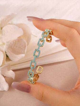 rakol Brazalete de cadena con decoración de turquesa, adecuado para que las mujeres lo usen en invierno