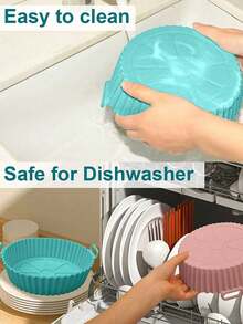 Forro de silicona para freidora de aire de 3-5 cuartos, reemplazo de papel encerado inflamable, bandeja de hornear reutilizable accesorio para horno, rojo/azul, redondo/cuadrado (parte superior 8 pulgadas, parte inferior 6.75 pulgadas) - molde para hornear de silicona - Ver 8