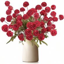 12 Pcs Flores Artificiales de Seda para jarrones, crisantemos Falsos de Tallo Largo, arreglos Florales con Pompones de crisantemo, Flores Artificiales Kiku a Granel 12, Rojo Brillante - 12 + Rojo brillante - Ver 2