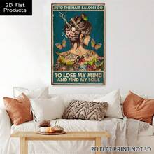 1PC Into The Hair Salon I Go To Lose My Mind And Find Your Soul Poster Beautiful Girl With Butterflies Printing Home Decor Art Poster Perfect Gift As Living Room, Bedroom, Office Wall Decoration, Interior Aesthetic Wall Art Painting Gifts Framed 2D Flat - 彩色 - 查看 5