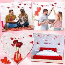 1 Set Valentine's Day Felt Ball Wreath, Heart Shaped Felt Banner, Plush Ball Wreath Hanging Decor - Multicolor - View 7