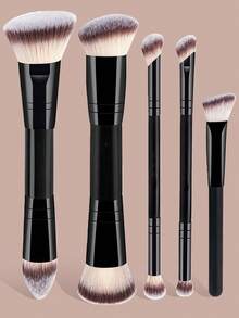 YZIMENG Set di 15/12/7/5 pennelli trucco YISE, set di 5 pennelli trucco a doppia estremità, pennelli trucco piatti e tondi di base per fondotinta liquido, cipria, blush, ombretto, correttore, set di 7 spugnette trucco inclusi 2 mini, 3 cuscinetti vellutati a triangolo, 3 mini cuscinetti ad aria per ritocchi perfetti di trucco, viaggio e feste