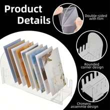 亚克力展示架，便携易组装设计，适用于零售柜台、家庭、办公桌收纳，可摆放贺卡、贴纸、明信片、海报等。