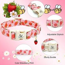 Elegant Little Tail Dog Collar Cute Strawberry Pet Collars Adjustable Dog Collars - Watermelon Pink - View 3